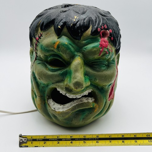 Vtg Frankenstein Monster Head Light-Up Foam Blow Mold Halloween Scary Decor 1996 - Picture 10 of 11