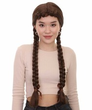 Adult Women Long Cowgirl Braided Wig Cosplay Party Dark Brown Wig HW-1114