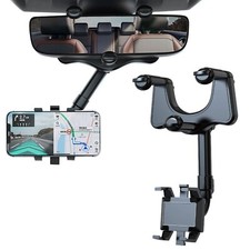 360  Car Phone Holder Rotatable And Retractable Rearview Mirror Mount Universal