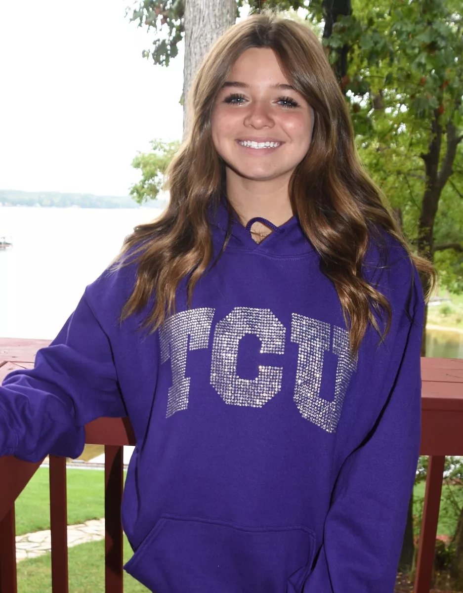 TCU rhinestone bling hooded sweatshirt S M L XL 2X 3X 4X 5X hoodie