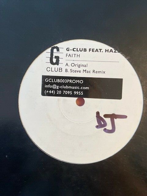 G Club Feat Haze – Faith 12" House Vinyl Promo Steve Mac Remix 2006 G Club Prod