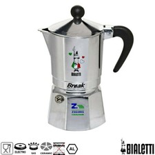CAFFETTIERA BREAK 3 TZ DESIGN CON OMINO TRICOLORE BIALETTI IN ALLUMINIO