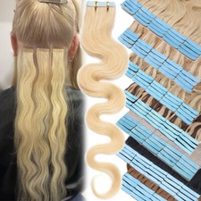 Thick Wavy Tape In 100 Human Remy Russian Hair Extensions Skin Weft 60PCS 150G
