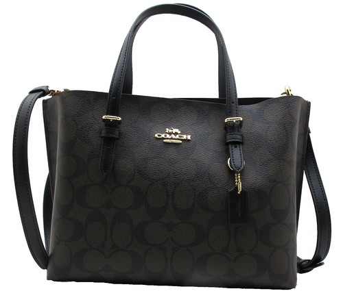 COACH Mini Boston bag Heritage Stripe black white blue Authentic
