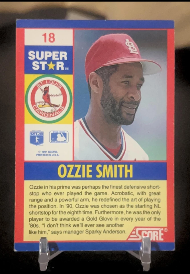 1991 Score 100 Superstars #18 Ozzie Smith - Image 2 of 2