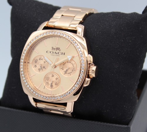 NEW AUTHENTIC COACH PERFECT BOYFRIEND ROSE GOLD CRYSTALS WOMEN'S 14503131 WATCH - Picture 16 of 23