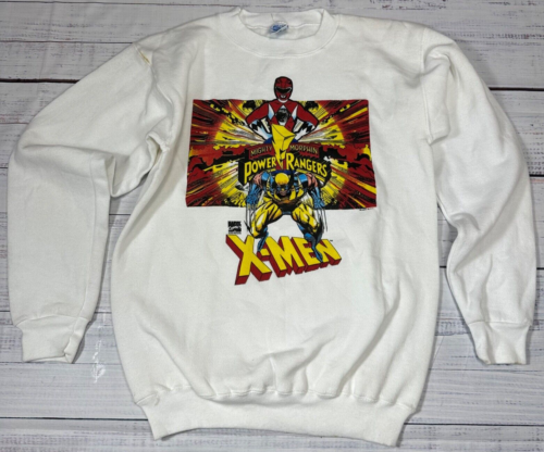 Vintage Mighty Morphing Power Rangers X-Men Sweatshirt Youth Boys 18-20 White - Picture 1 of 10