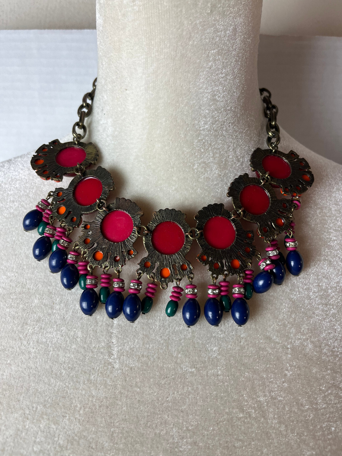 Multi Colored Statement Piece Necklace Womens Fas… - image 3