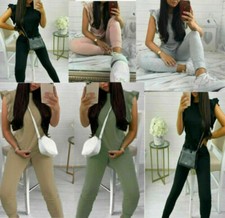 Women's Frill Ruffle Peplum Sleeve Top Bottom Lounge Wear Boxy Tracksuit Set