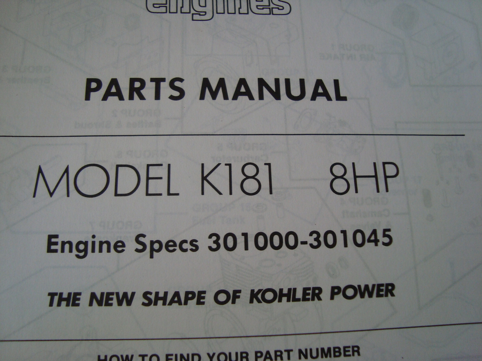 Kohler Engine Parts Manual Model K181 8HP PWI eBay