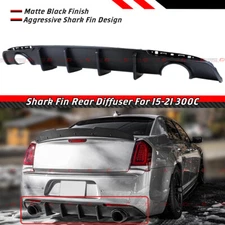 For 2015-2022 Chrysler 300 SRT Black Big Shark Fin Rear Bumper Diffuser Valance