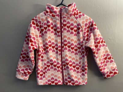 Kids Korner Toddler Girls Heart Print Cozy Fleece Zip-Up Jacket Red Pink 2T