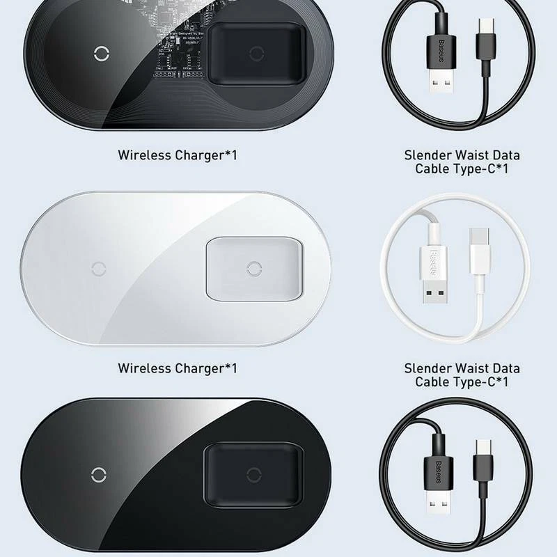 Almohadilla de carga inalámbrica 15W 2 en 1 Qi Fast Max PRO para Apple Airpods Pro Samsung Foto 3 de 4