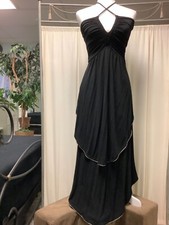 Mark Jacobs Black Long Evening Layered Beaded Hem Halter Strap Dress