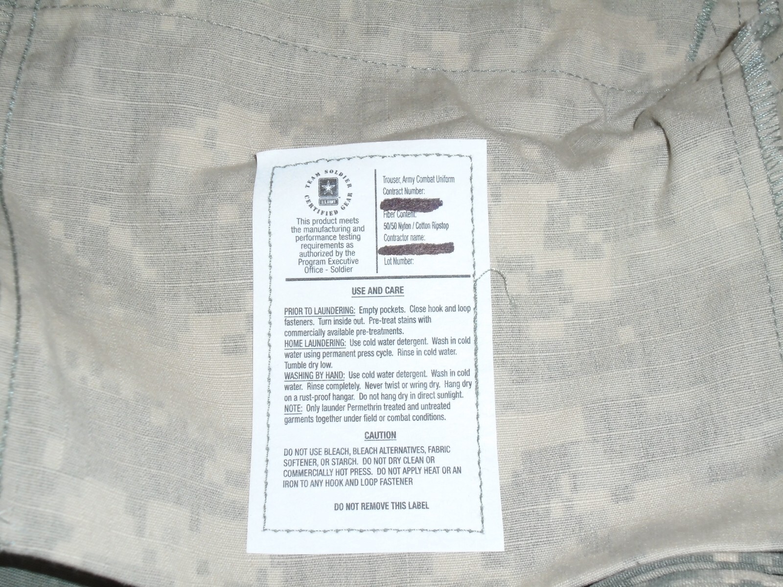US Military Issue Army Combat Uniform ACU Camo Pants Trousers Size 