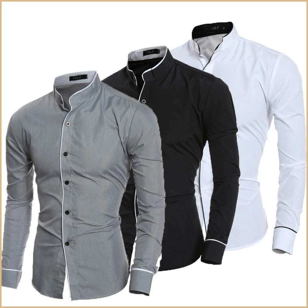 Camisas De para hombre Estilo informal De larga con botones cuello | eBay