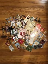 Large Vtg  Religious Lot With Items From Jerusalem, Relics, Cards, Rosary, Cross