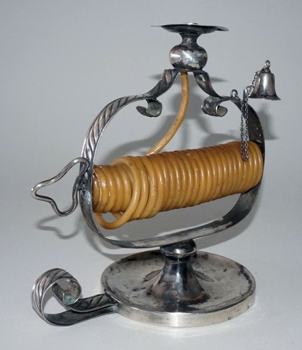 18C Spanischer Silber Kerzenständer Wachsheber mit Glocke und unleserlichen Markenzeichen (MoW) - Bild 8 von 12