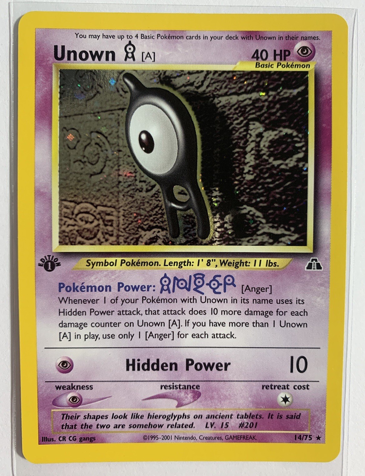 Unown A 1st Edition 14/75 Neo Discovery Pokemon Card 2001 - NM