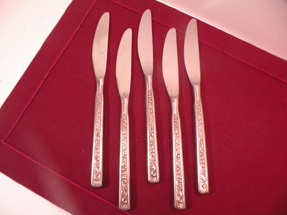 Set Of 5 Stanley Roberts Stainless Japan PARMA Pattern Dinner Knives 8 3/4" - Image 4 of 4