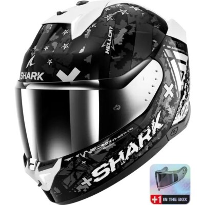 SHARK Helm Skwal i3 HELLCAT schwarz-grau-weiss incl. Bremslicht und Sonnenblende