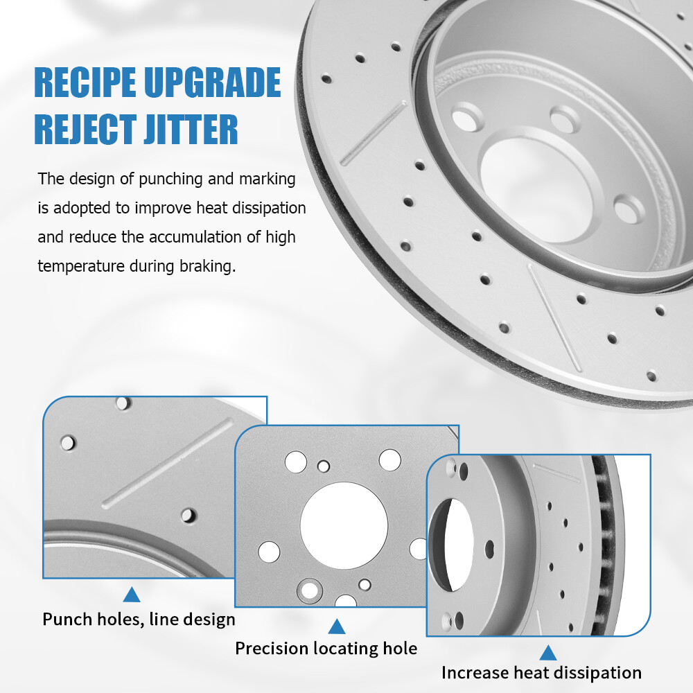 For 2015 -2020 2021 Kia Sedona Front & Rear Drilled Brake Rotors + Ceramic Pads