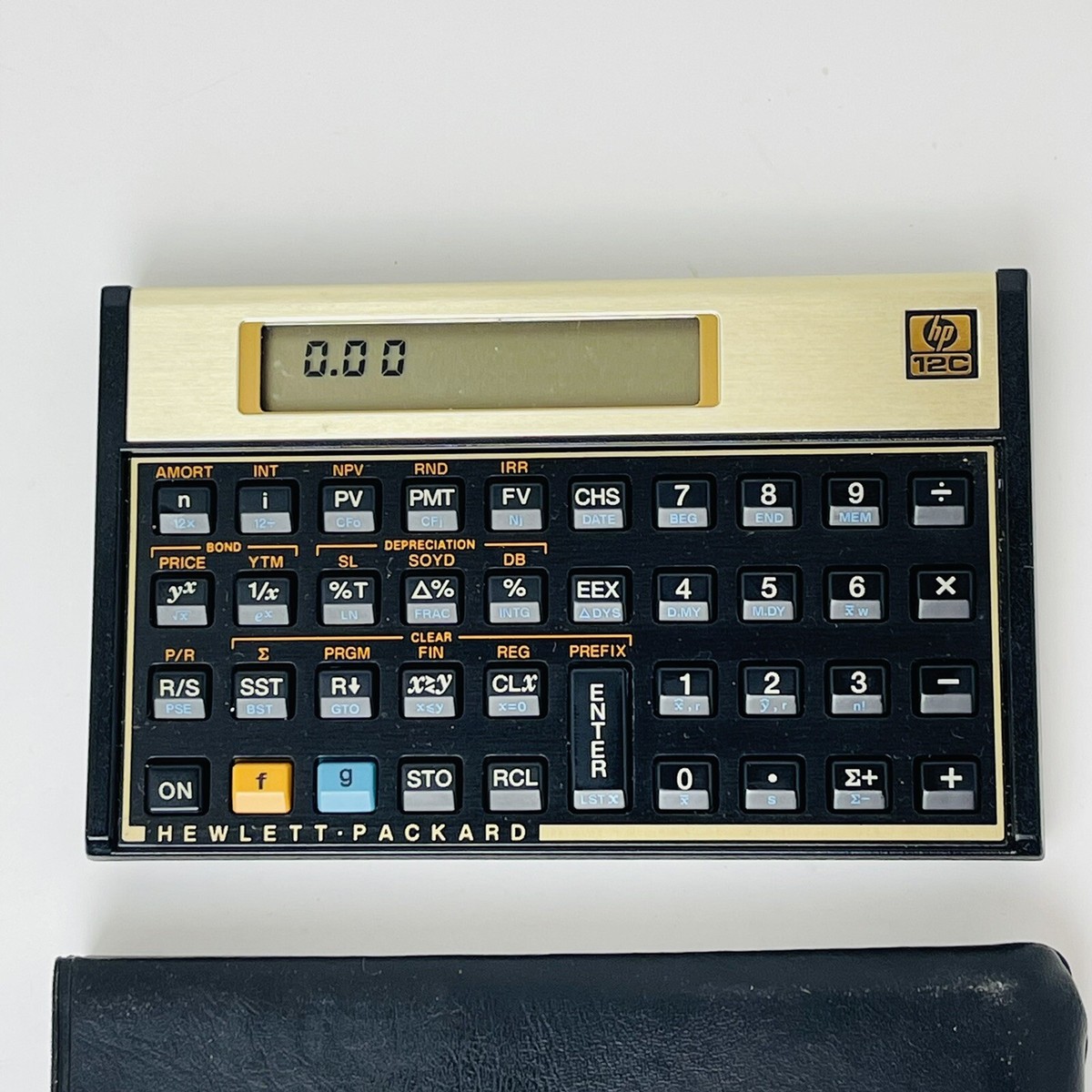Hewlett Packard HP12C Financial Calculator with Case Guide On Back