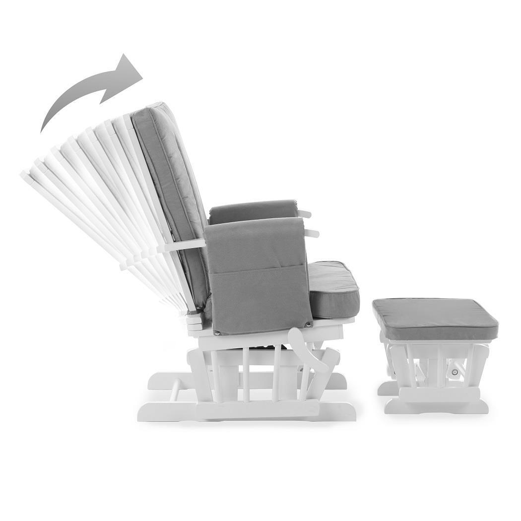 Obaby 7 Position Deluxe Reclining Glider Nursing Chair Stool White for