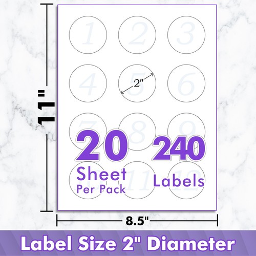 Koala Round Label 2 In Waterproof Glossy Sticker Paper for Printers Circle Label - Picture 12 of 14