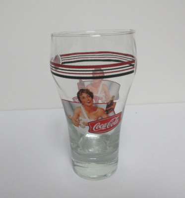 Coca-Cola 50's girl holding coke 16oz. tumbler drinking glass