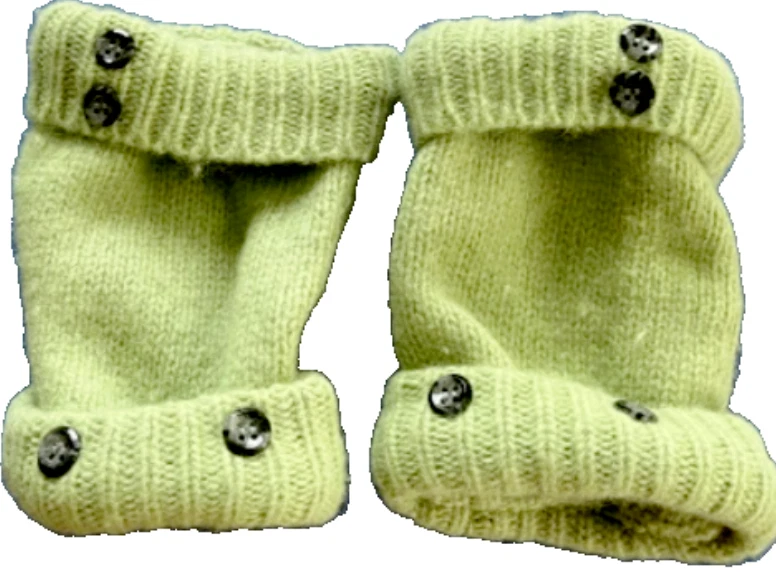 FINGERLESS GLOVES GREEN MERINO WOOL ANGORA M - L MEDIUM - LARGE MITTENS WOMEN'S