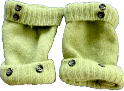 FINGERLESS GLOVES GREEN MERINO WOOL ANGORA M - L MEDIUM - LARGE MITTENS WOMEN'S
