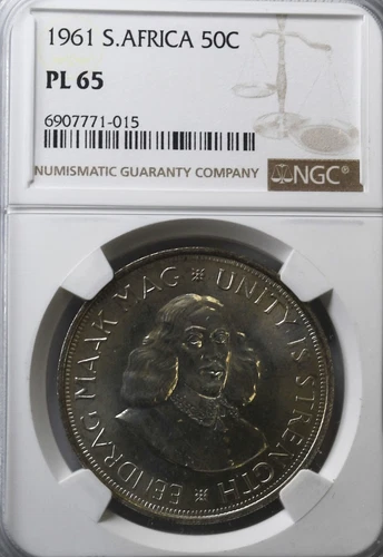 1961 South Africa 5 Five Shillings Silver Coin NGC PL65