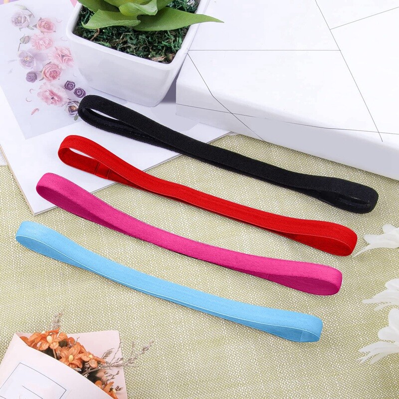 8x Sport Stirnbänder Damen - Schwarz, Dehnbar & Schweißabsorbierend