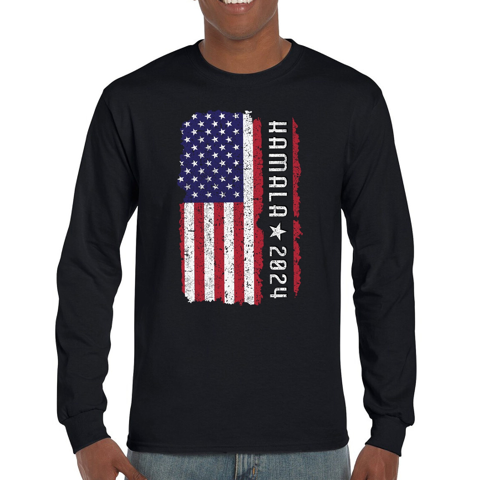 ALTRA Kamala Harris 2024 T shirt a maniche lunghe bandiera americana I'm Speaking President 47