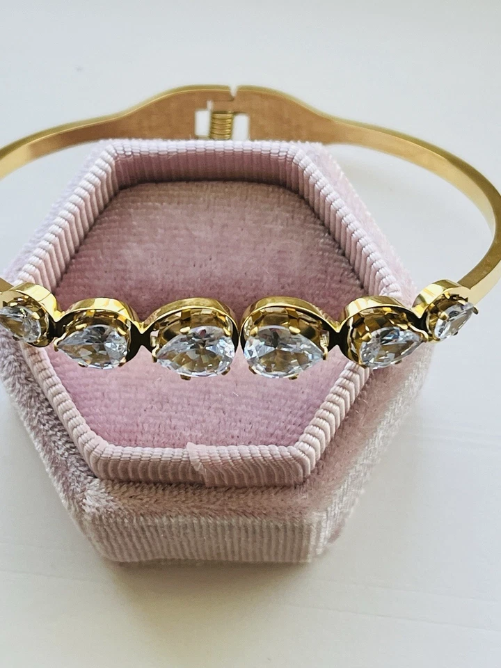 Anthropologie 18K 浮动水晶堆叠手镯手链 西班牙制造! — 第 3/4 张图片