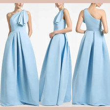 NWD 895 Sachin Babi 4 Draped One Shoulder Martina Gown Sky Blue J2117