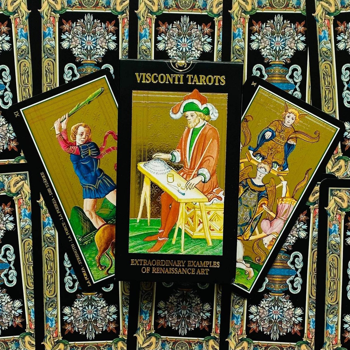 Visconti Tarot Deck 78 Cards Gold Foil Lo Scarabeo Fortune Telling