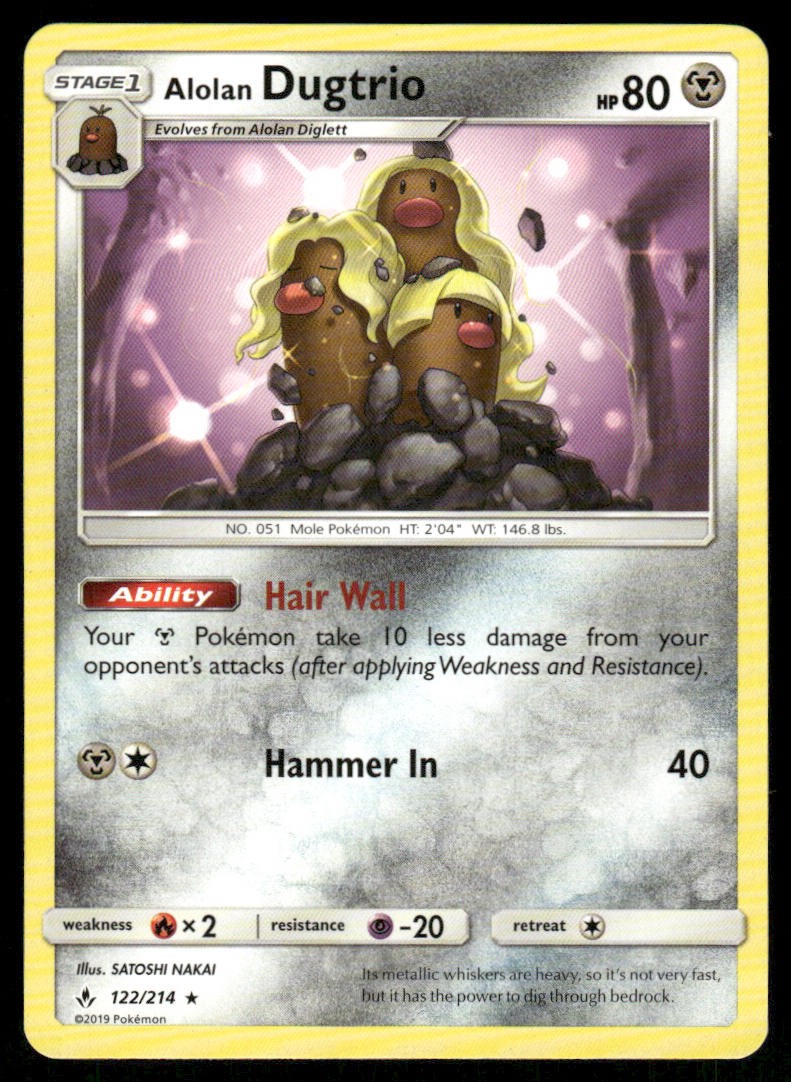 Alolan Dugtrio 122/214 Rare Unbroken Bonds Pokemon LP