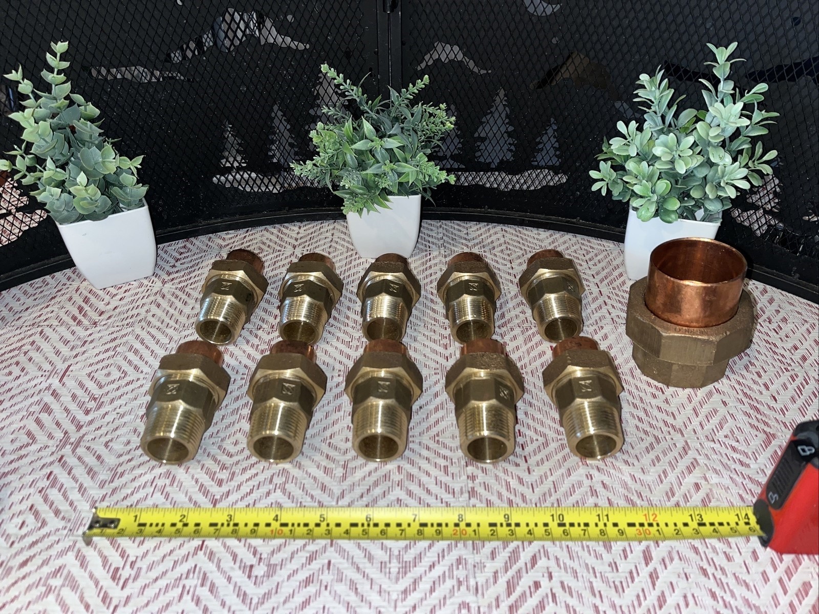 9 QTY! BULK- SI 1-1/4” OD BRASS COPPER MALE UNIONS SWEAT SOLDER Nibco 2-1/4” ID