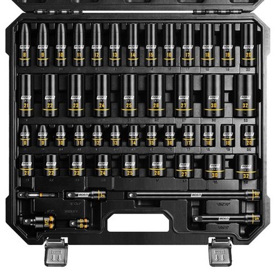 1/2'' Drive Impact Socket Set, 50-Piece Metric (8-32mm) Deep & Standard Sockets