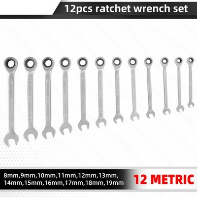 Ratschenschlüssel Satz 8-19mm Maul Ringratschenschlüssel Ratschen Schlüssel 12x
