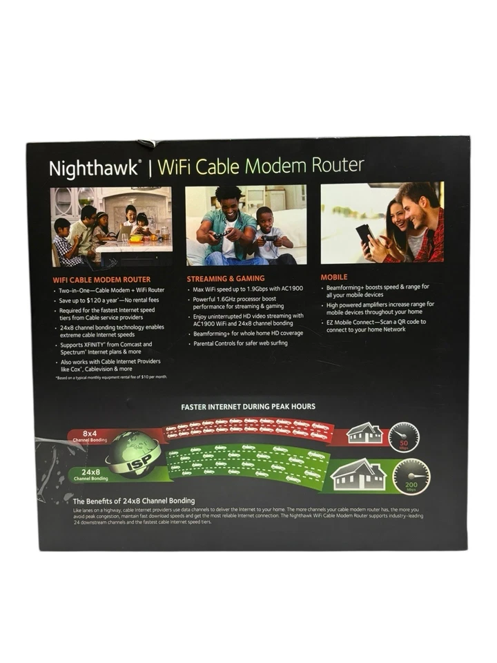NETGEAR Nighthawk AC1900 C6900 Wi-Fi Cable Modem Router Dual Band Wireless - Image 2 of 4