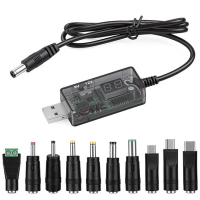 Psiriol Universal USB to DC 9V 12V Charging Cable, DC 5.5x2.1mm Plug Jack Cha...