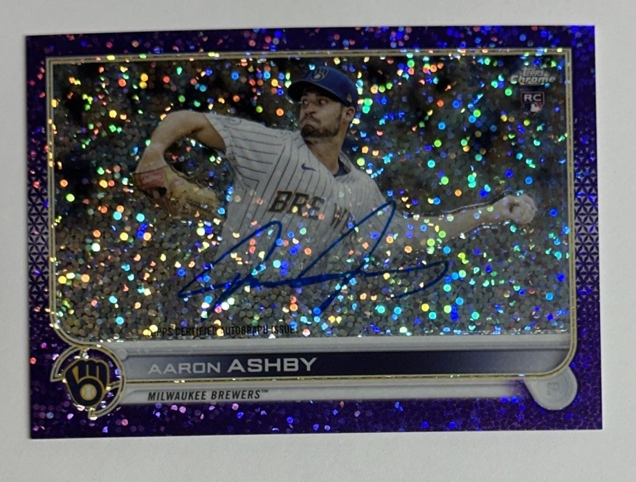 2022 Topps Chrome Purple Speckle Aaron Ashby Rookie Auto 088/299