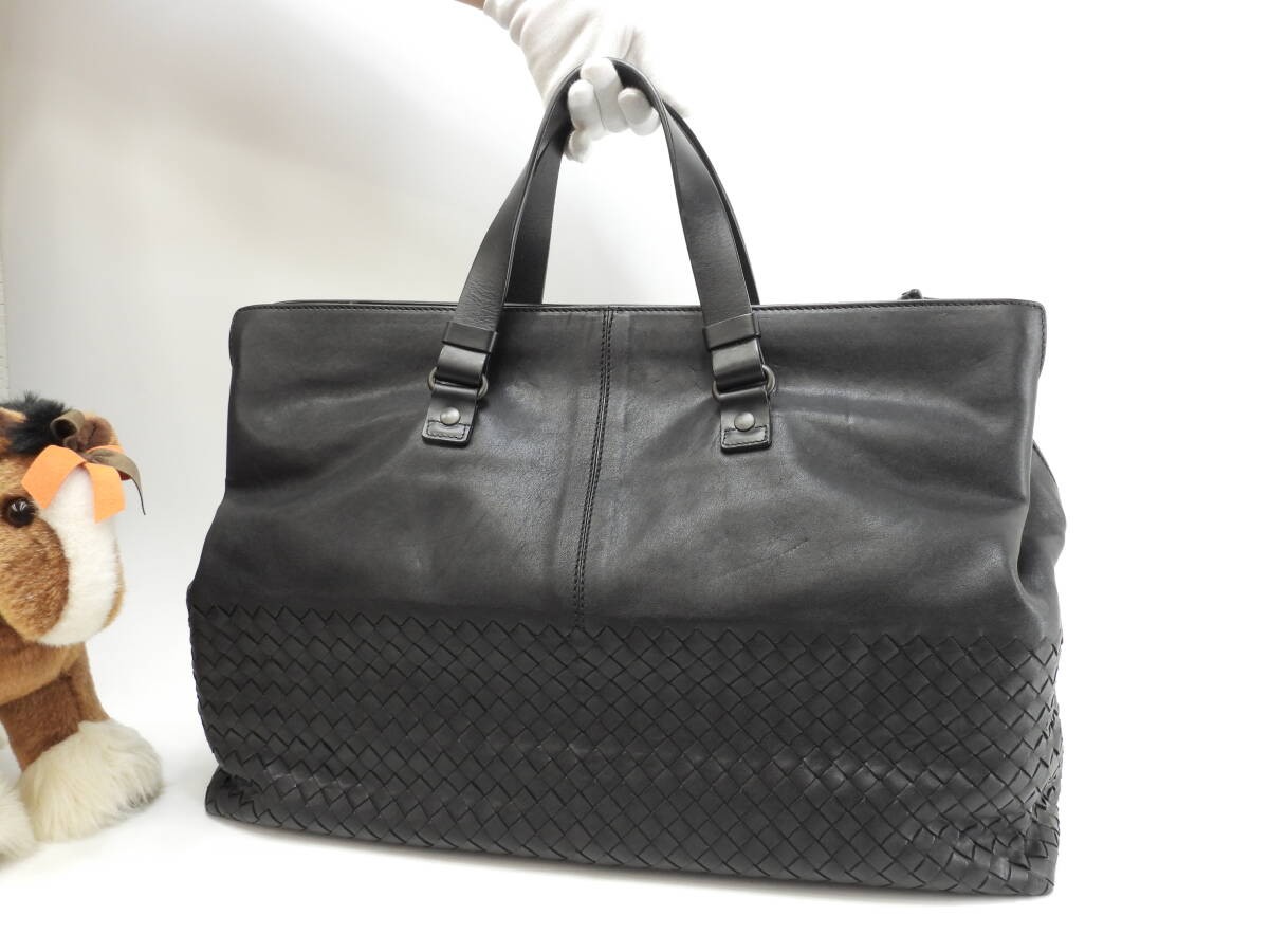 Bottega Veneta Large Tote Bag Intrecciato Leather Black Men's Handbag