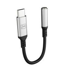 Image of 3mk USB-C Jack 3.5mm Aluminium Adaptor - Silver/Black