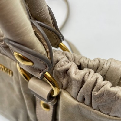 Miu Miu Vitello Lux 2way Handbag Beige Leather Shoulder Bag 197