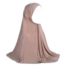 Shiny Rhinestones Muslim Turban Hijab Cap Long Hejab Glitter Islamic Head Sca...