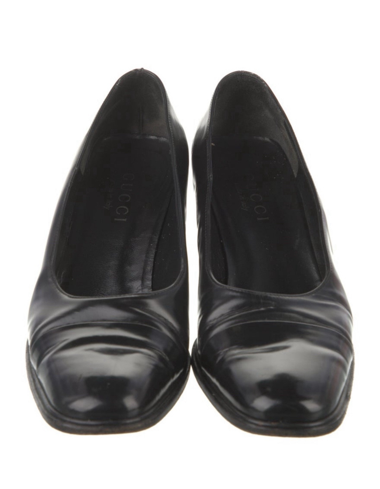 Gucci Authentic Vintage Solid Black Leather Block… - image 3